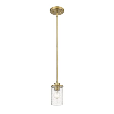 Z-Lite Beckett 1 Light Mini Pendant, Olde Brass And Clear Seedy 492MP-OBR